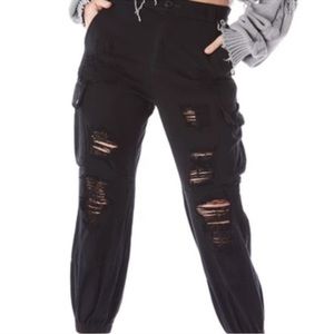 LF carmar grinded baggy cargo pants black